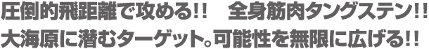圧倒的飛距離で攻める!!　全身筋肉タングステン!!大海原に潜むターゲット。可能性を無限に広げる!!